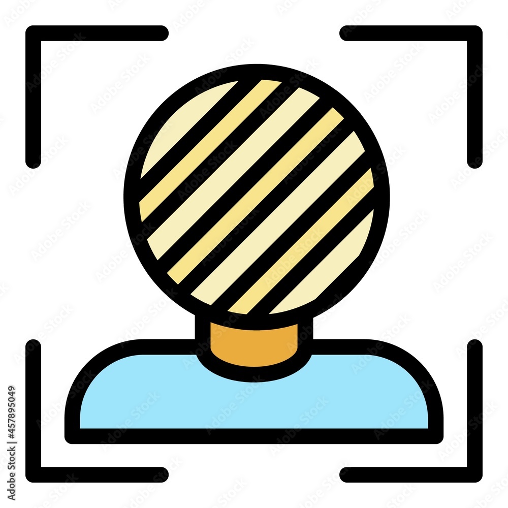 Poster face recognition on screen icon. outline face recognition on screen vector icon color flat isolated