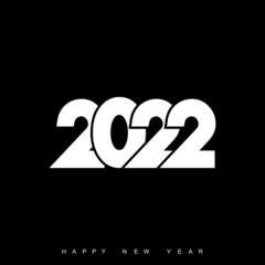 Happy New Year 2022 text design. Brochure template design, postcard, banner. Vector