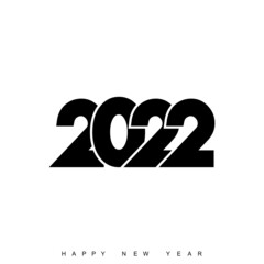 Happy New Year 2022 text design. Brochure template design, postcard, banner. Vector