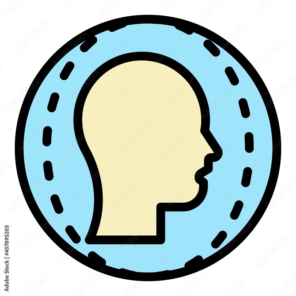 Poster face identification icon. outline face identification vector icon color flat isolated