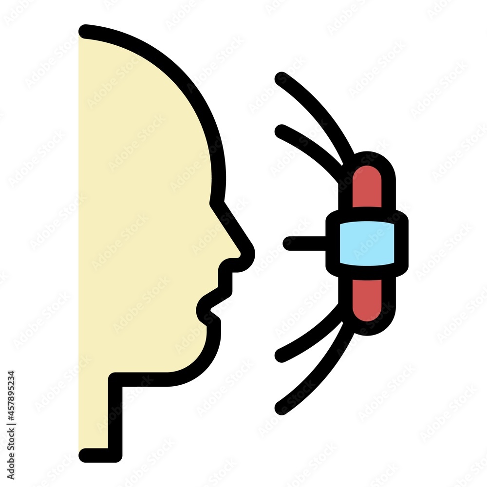 Poster face recognition camera icon. outline face recognition camera vector icon color flat isolated