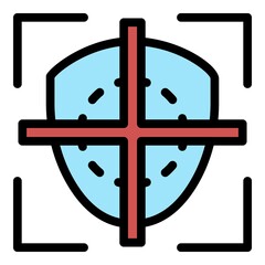Face recognition sight icon. Outline face recognition sight vector icon color flat isolated