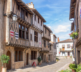 View of the old stone houses of Partenay, Aquitaine, France