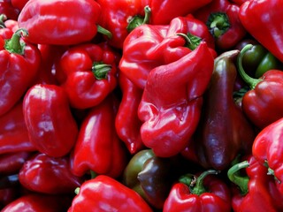 various,multicolor fruits of peppers vegetable close up