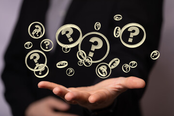 3d question marks background concept.