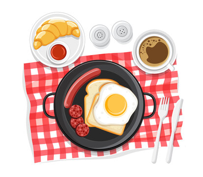 Breafkast with variety fried eggs, Vector illustration