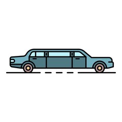 Luxury limousine icon. Outline luxury limousine vector icon color flat isolated
