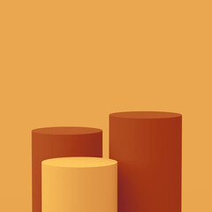 Abstract 3d orange brown colors cylinder podium minimal studio background.