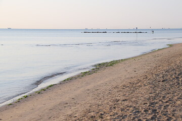 Sandy beach and seascape in summer