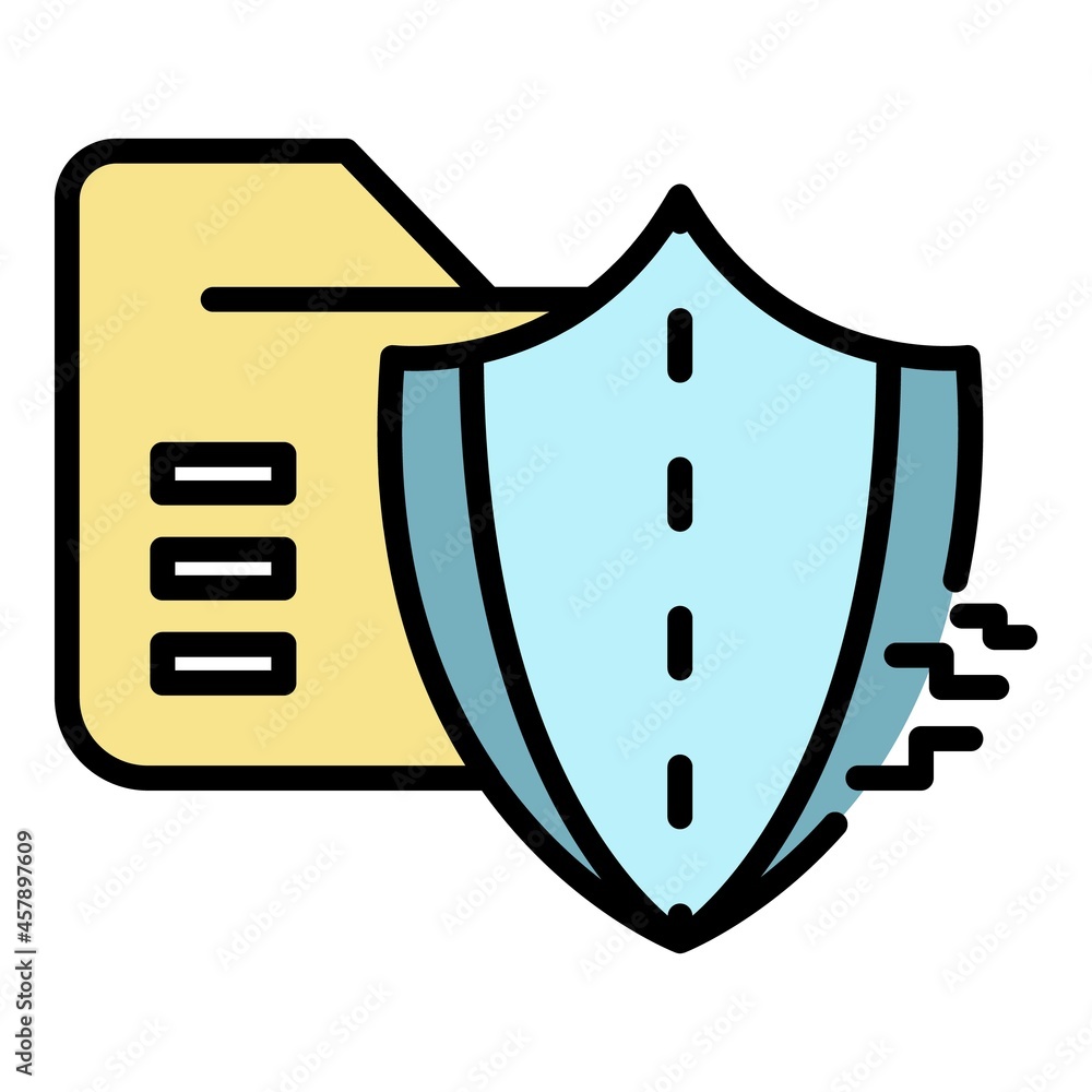 Poster cyber attack on firewall icon. outline cyber attack on firewall vector icon color flat isolated
