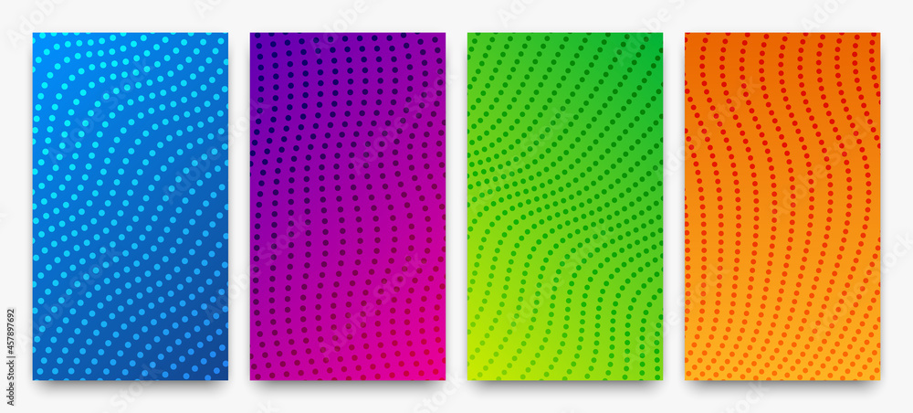 Poster set of halftone gradient backgrounds with dots