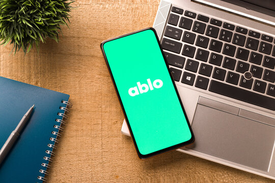 West Bangal, India - August 21, 2021 : Ablo logo on phone screen stock image.