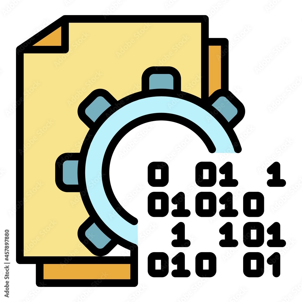Poster malicious code in action icon. outline malicious code in action vector icon color flat isolated