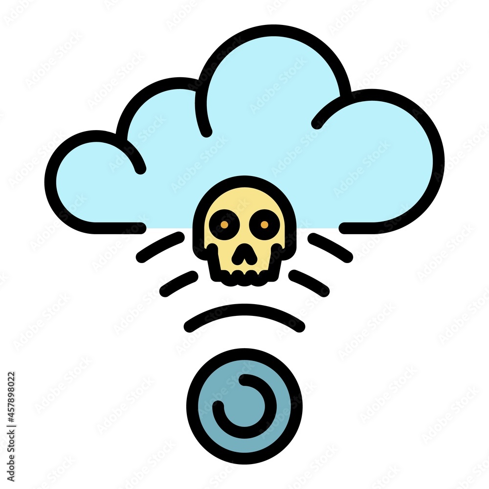 Sticker Hacker attack on the cloud icon. Outline hacker attack on the cloud vector icon color flat isolated