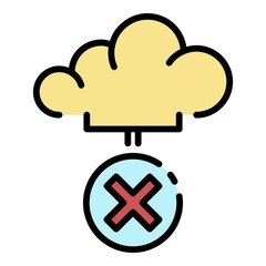 Closed cloud service icon. Outline closed cloud service vector icon color flat isolated