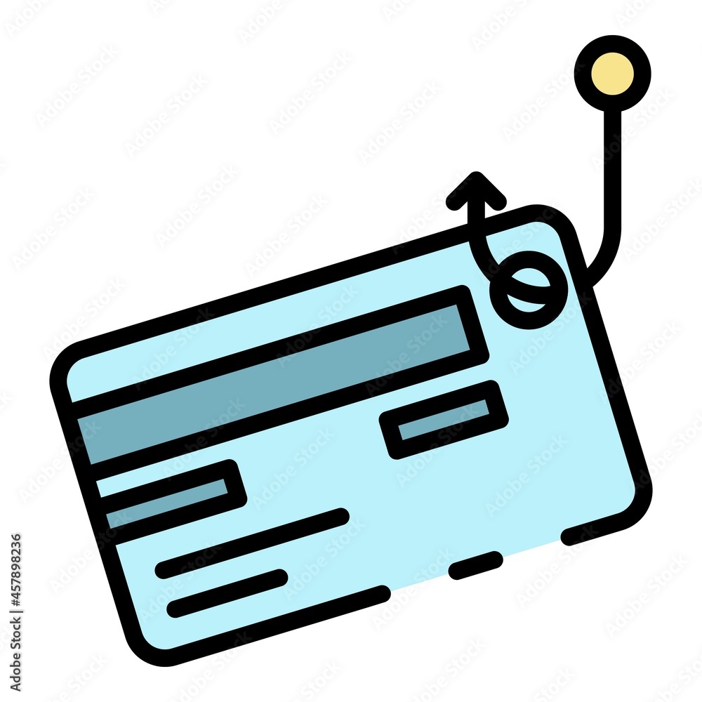 Poster phishing card data icon. outline phishing card data vector icon color flat isolated