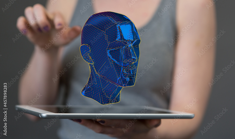 Poster Artificial intelligence concept. Virtual technology web background