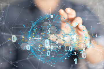 Artificial Intelligence Cloud technology. Integrated digital web concept background