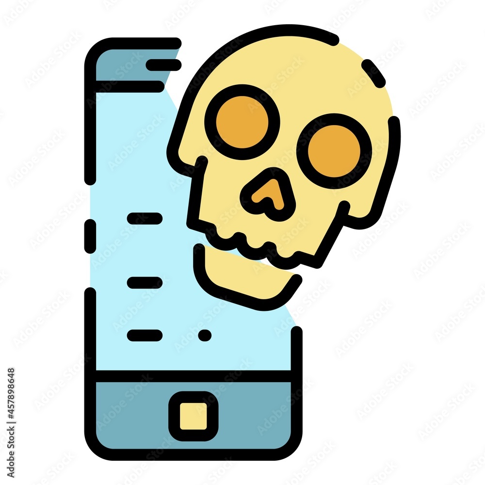Aufkleber mobile cyber attack icon. outline mobile cyber attack vector icon color flat isolated