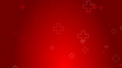 Medical health red cross neon light shapes pattern healthcare background.