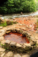 Narzan. Natural healing mineral spring at the rocky ridge of the North Caucasus in Russia