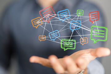 3D rendering flying email icon and web flying