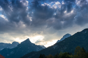 Epic Mountain Clouds Mist in Austria at Sunset Sunrise