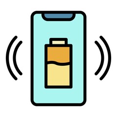 Smartphone wireless charging icon. Outline smartphone wireless charging vector icon color flat isolated