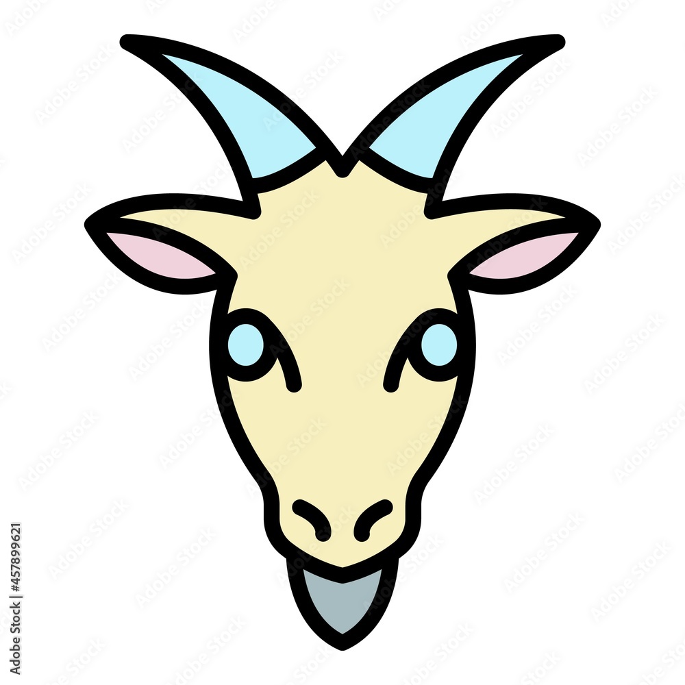 Wall mural funny goat icon. outline funny goat vector icon color flat isolated - Wall murals