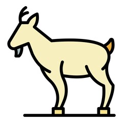 Farm goat icon. Outline farm goat vector icon color flat isolated