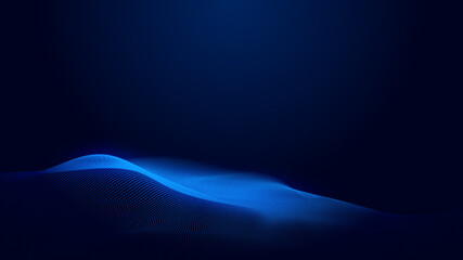 Abstract dot blue wave gradient texture technology background.