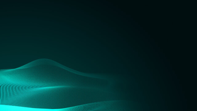 Abstract dot green wave gradient texture technology background.