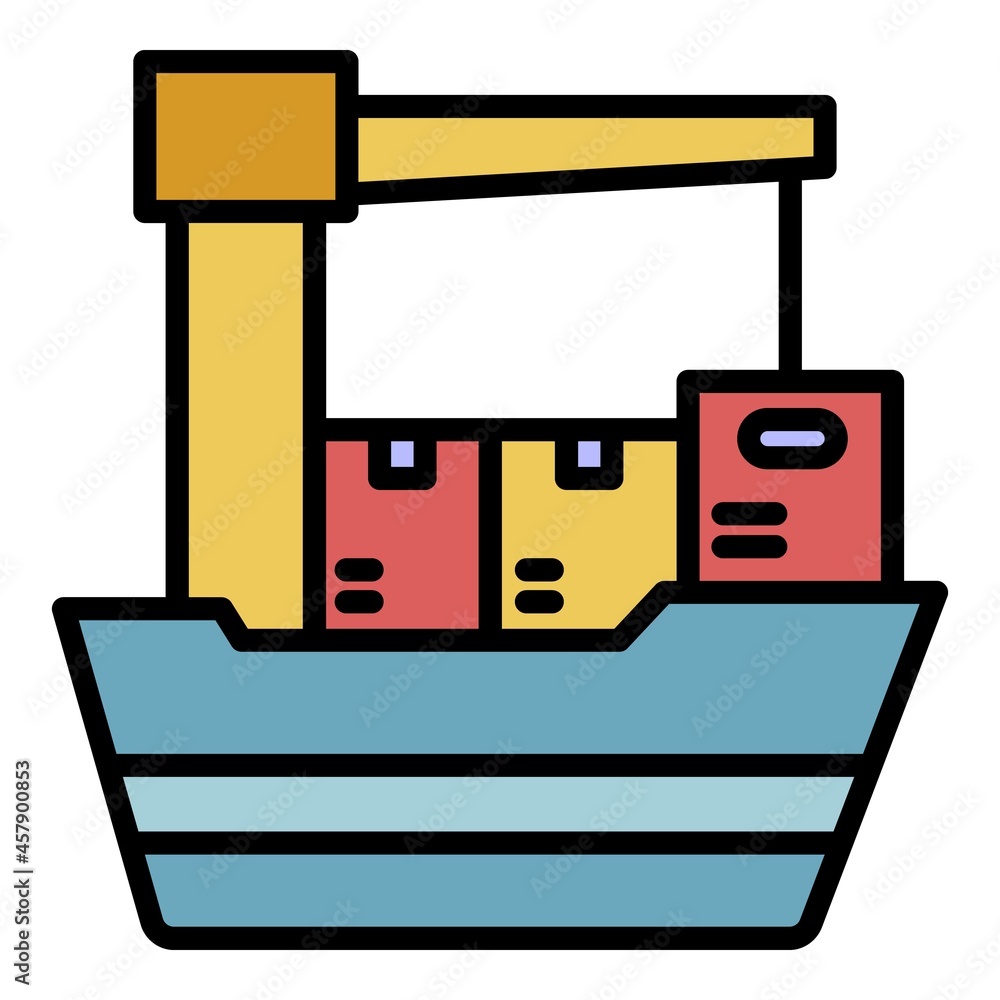 Poster export ship icon. outline export ship vector icon color flat isolated