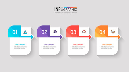  Infographics design template, business concept with 4 steps or options, can be used for workflow layout, diagram, annual report, web design.Creative banner, label vector.