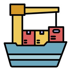 Export ship icon. Outline export ship vector icon color flat isolated