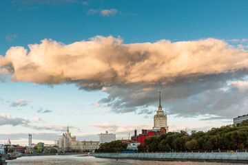 Panorama of Moscow from the Krasnopresnenskaya embankment