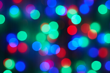 Blurred photo bokeh bright christmas lights 