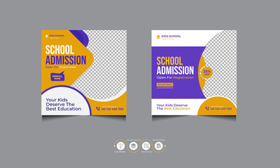 School education admission open online social media post editable template & back to school Facebook post best design