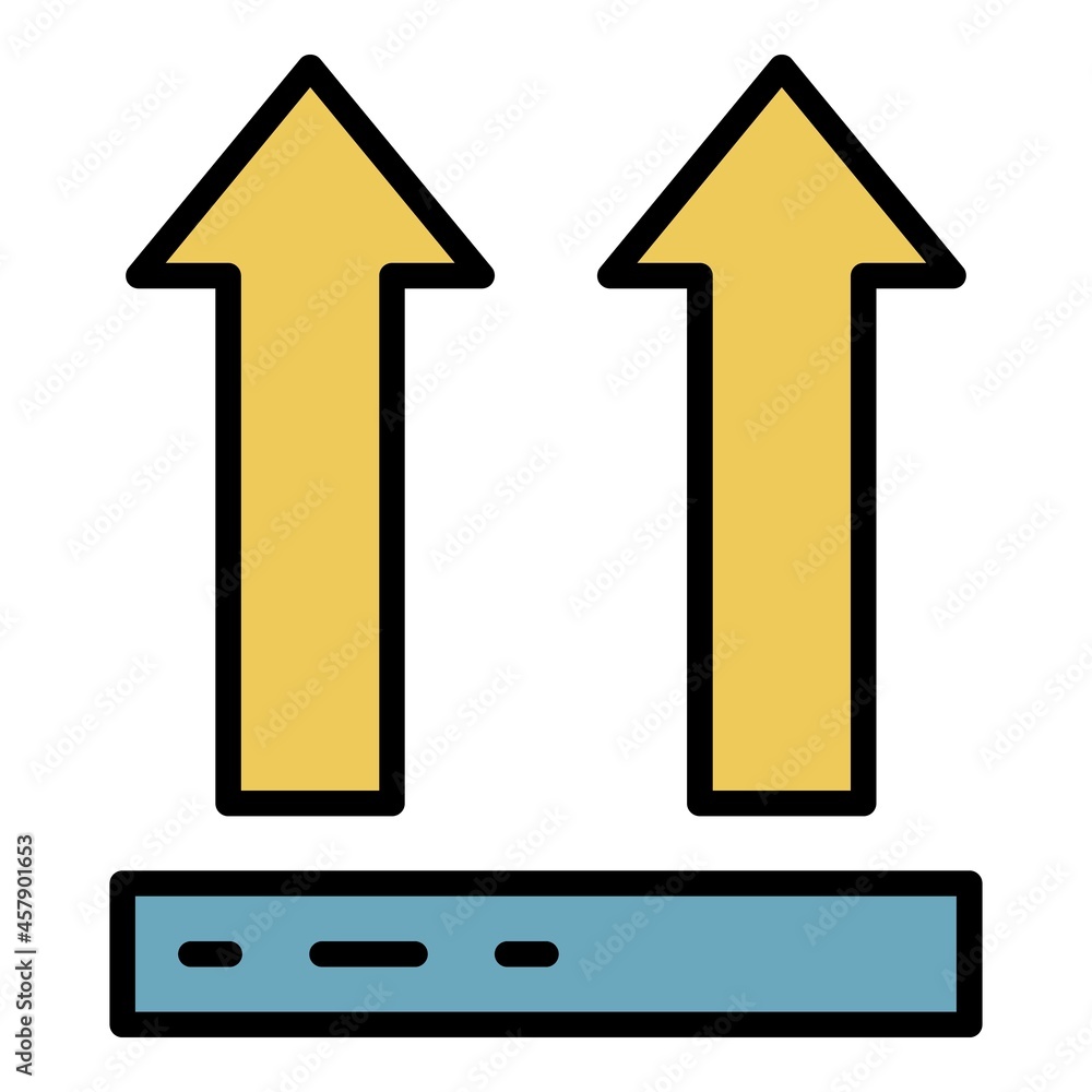 Aufkleber designation on the package icon. outline designation on the package vector icon color flat isolated