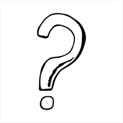 Question mark. Vector illustration. Cartoon. Hand-drawn in doodle style. Isolated on a white background. Coloring pages for children and adults.