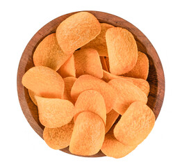 potato chips, in a plate, on a white background. Close-up.