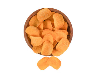 potato chips, in a plate, on a white background. Close-up.