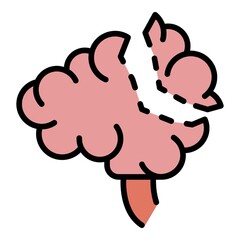 Brain cut icon. Outline brain cut vector icon color flat isolated