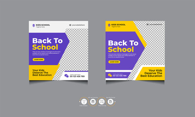 School education admission open online social media post editable template & back to school Facebook post best design