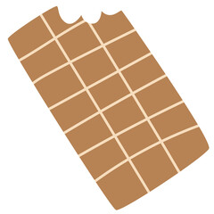 Sweet bit off milk cacao bar chocolate on the white isolated background. 