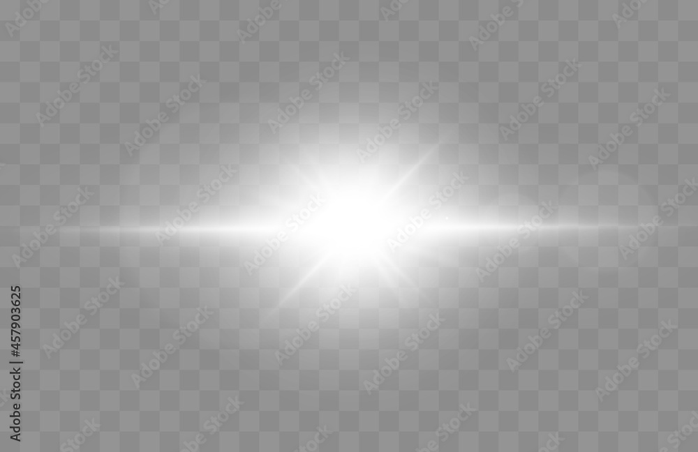 Poster lens flare vector illustration. glowing spark light effect isolated on transparent background.