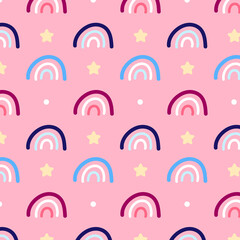 seamless pattern with pink rainbow