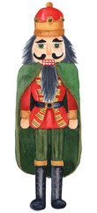 Chricstmas Nutcracker. Watercolor hand drawn wooden toy soldier © Svitlana