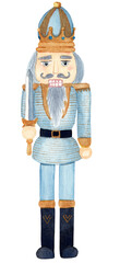Watercolor Nutcracker. German Christmas wooden toy soldier - 457904040