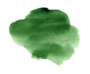 Dark green watercolor art hand paint on white background isolated, brush texture for text or logo